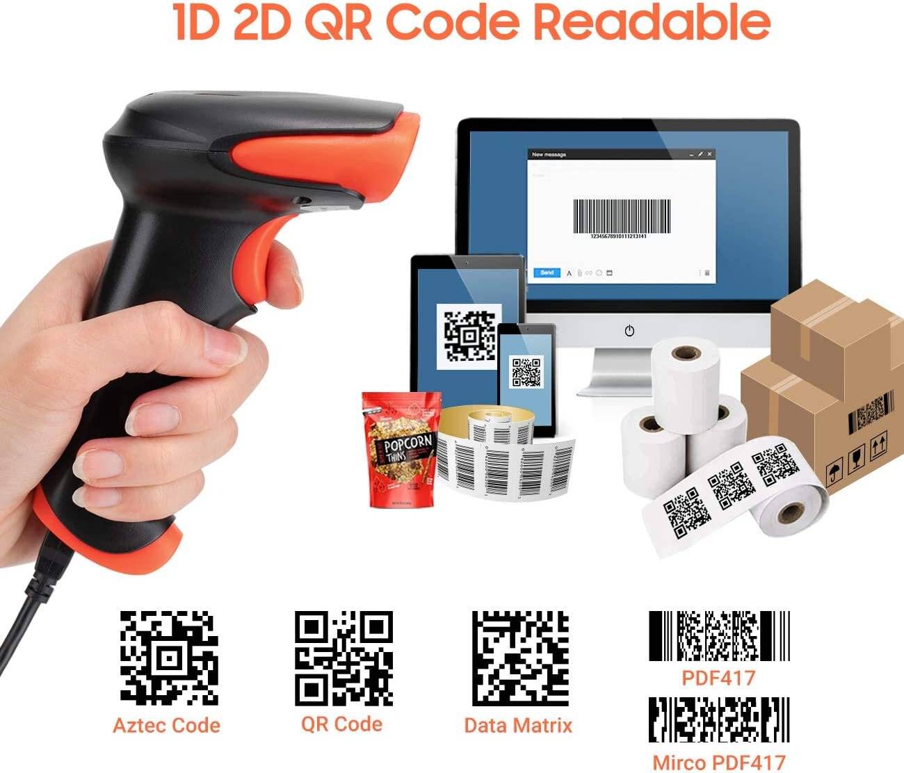 Tera Pro Bluetooth Barcode Scanner QR Code 2.4GHz Wireless USB Connected HW0002-O-2