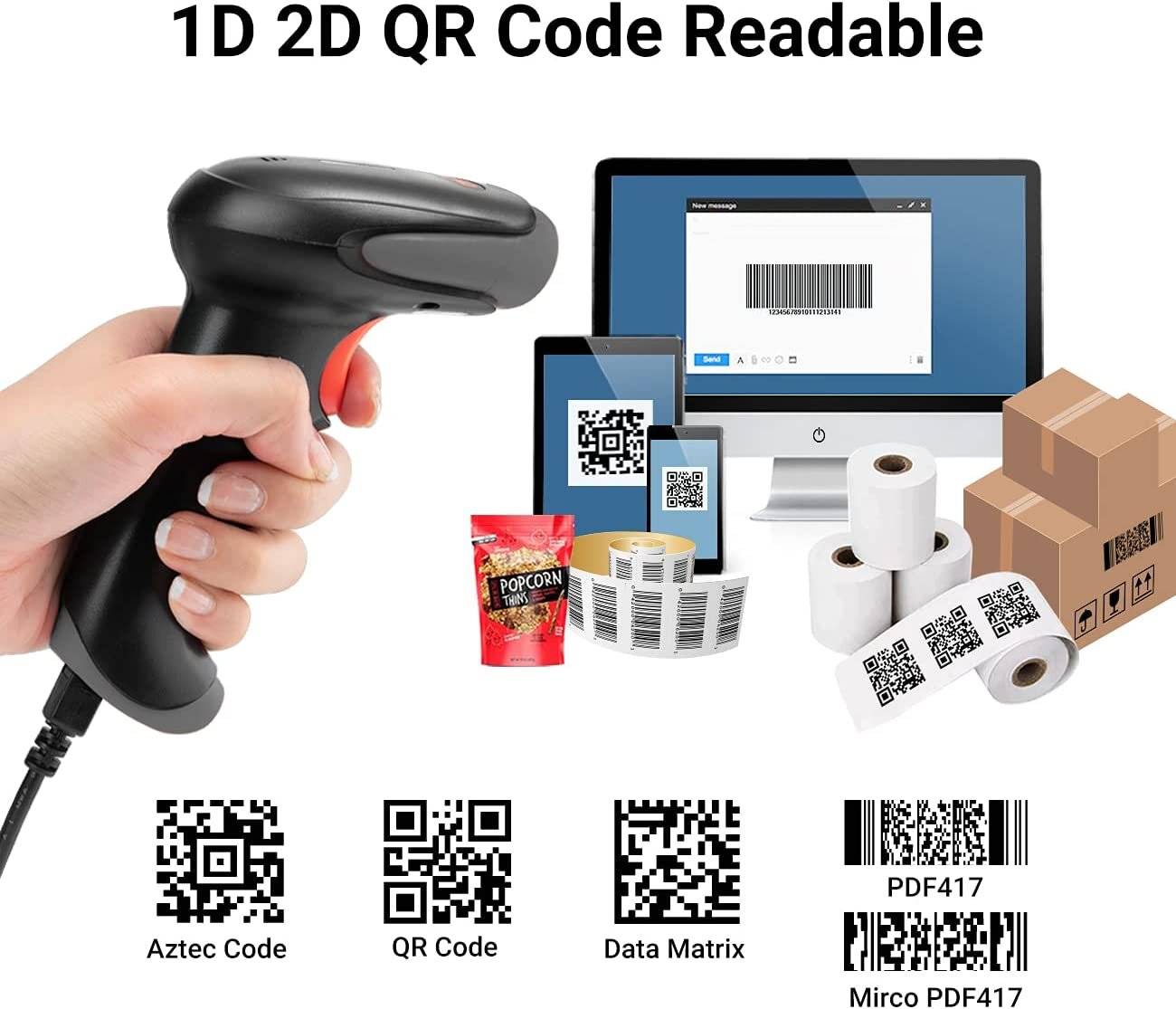 Tera Barcode Scanner 2.4 GHz/Bluetooth/USB 2000mAh Akku /Kabel/Ständer, HW0002 Grau-3