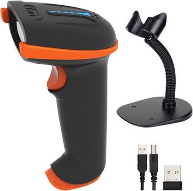 Tera Barcode Scanner 1D 2D QR Kabellos 2,4 GHz USB 2,0 Handscanner Ständer D5100