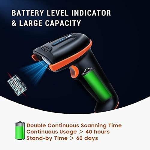 Tera Barcode Scanner 1D 2D QR Kabellos 2,4 GHz USB 2,0 Handscanner Ständer D5100-1