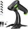 Tera Barcode Scanner 2D 1D Wireless 2.4 GHz/Bluetooth/USB 2000mAh Akku Kabel Ständer HW0002 Grün