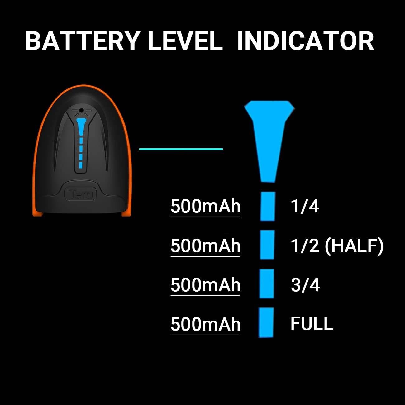 Tera Kabelloser Handheld-Barcode-Scanner 1D Wireless USB Akku 2000mAh Modell 5100 Orange-1
