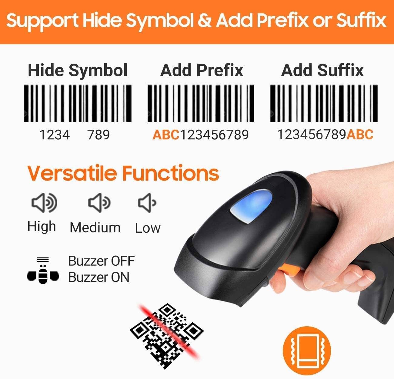 Tera Pro Barcodescanner QR 2D 1D Bluetooth2,4G mit USB Ladestation HW0007 Orange-5