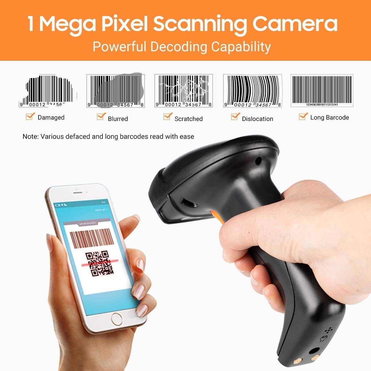 Tera Pro Barcodescanner QR 2D 1D Bluetooth2,4G mit USB Ladestation HW0007 Orange-4