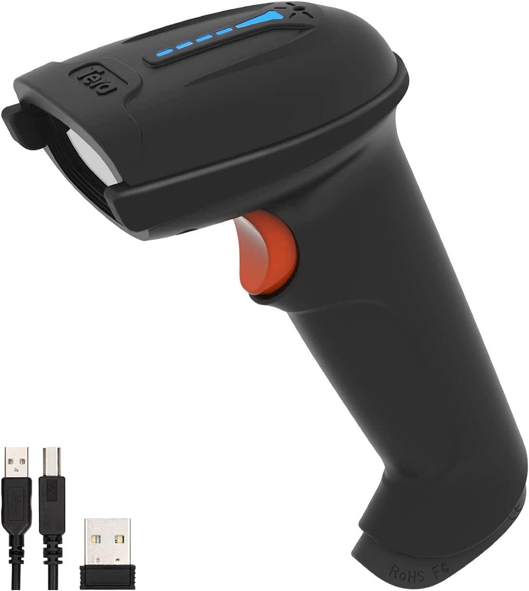 Tera Kabelloser Barcodescanner Handheld 1D USB Akku 2000mAh Modell 5100 Dunkles Schwarz-0