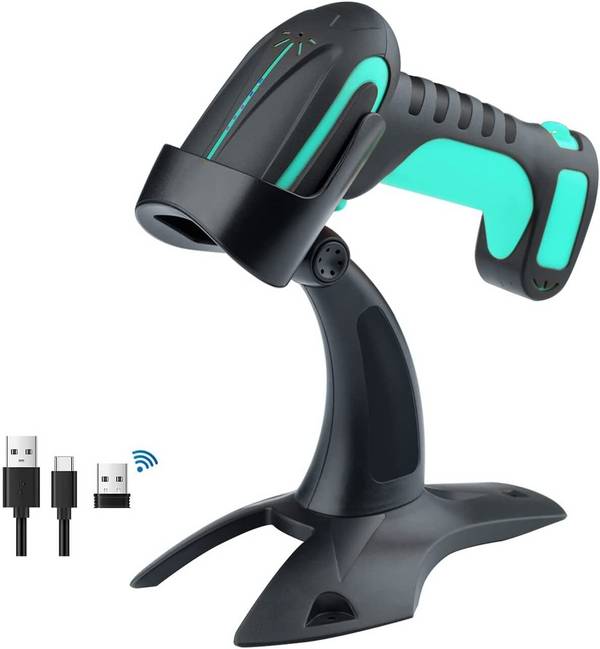Tera Pro Barcodescanner QR 2D 1D Bluetooth 2,4G Kabelgebunden USB-C 1D 2500mAh Ständer 8100 Blau