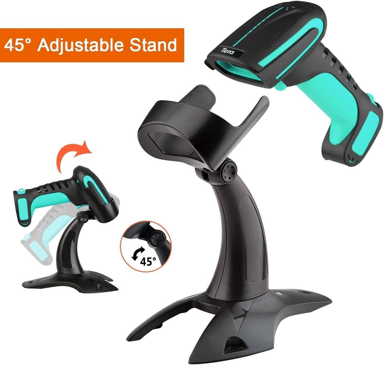 Tera Pro Barcodescanner QR 2D 1D Bluetooth 2,4G Kabelgebunden USB-C 1D 2500mAh Ständer 8100 Blau-3