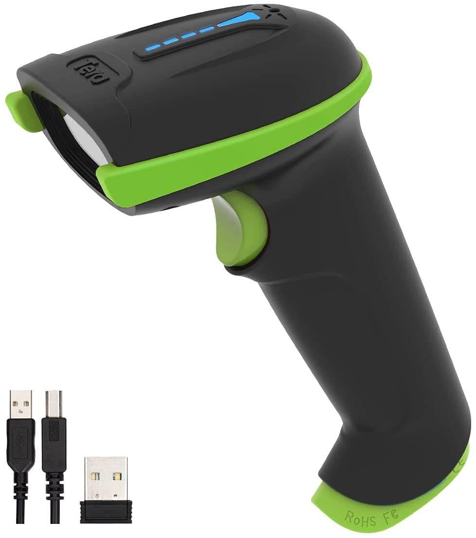 Tera Kabelloser Barcodescanner Handheld 1D Laser Wireless und USB Akku 2000mAh Modell 5100 Grün-0