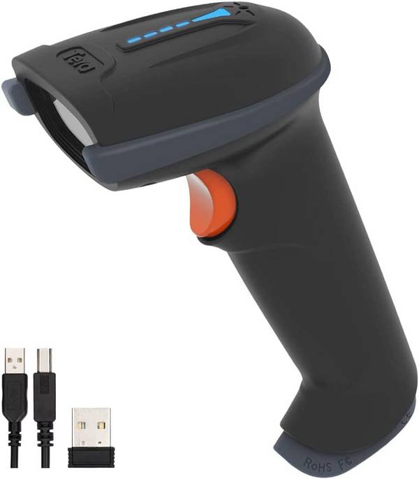 Tera Kabelloser Barcodescanner Handheld 1D Laser Wireless und USB Akku 2000mAh Modell 5100 Grau