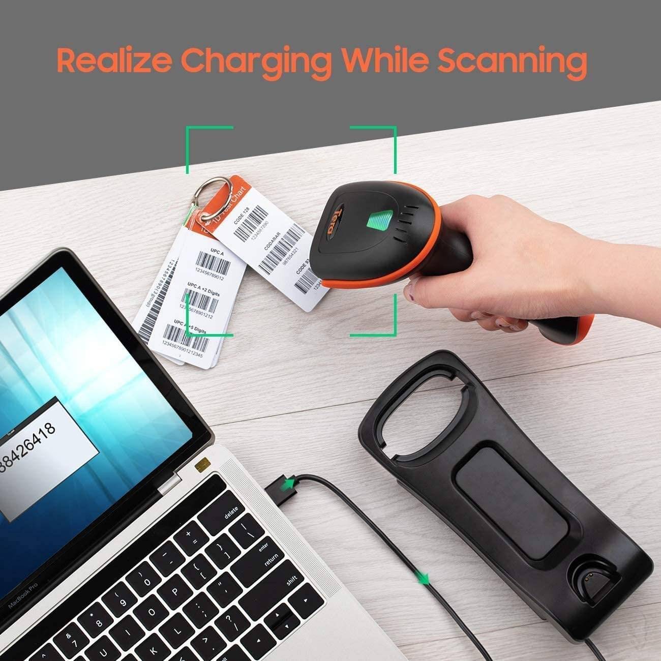 Tera Barcode Scanner 1D 2D QR Kabellos 2,4 GHz USB Handscanner, D5100-CR-4