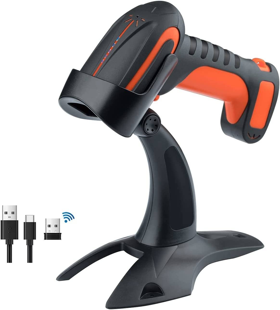 Tera Pro Barcodescanner QR 2D 1D Bluetooth Kabellos 2,4G USB-C 2500mAh Ständer 8100 Orange-0