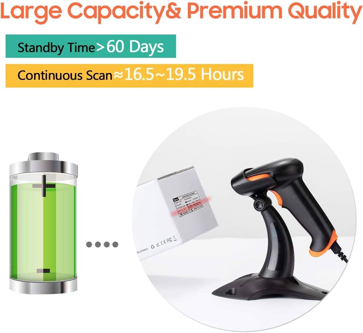 Tera Barcode Scanner 2D 1D 2.4 GHz/Bluetooth/USB2000mAh Akku /Kabel/Ständer, HW0002 Koralle-4