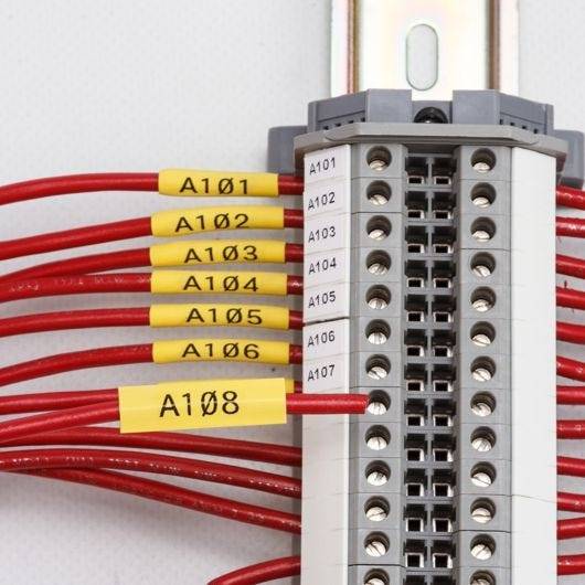 Bedruckbare Schrumpfschläuche, gelb, für Kabel ø: 2,39 - 5,46 mm, M6-250-175-342-YL-2