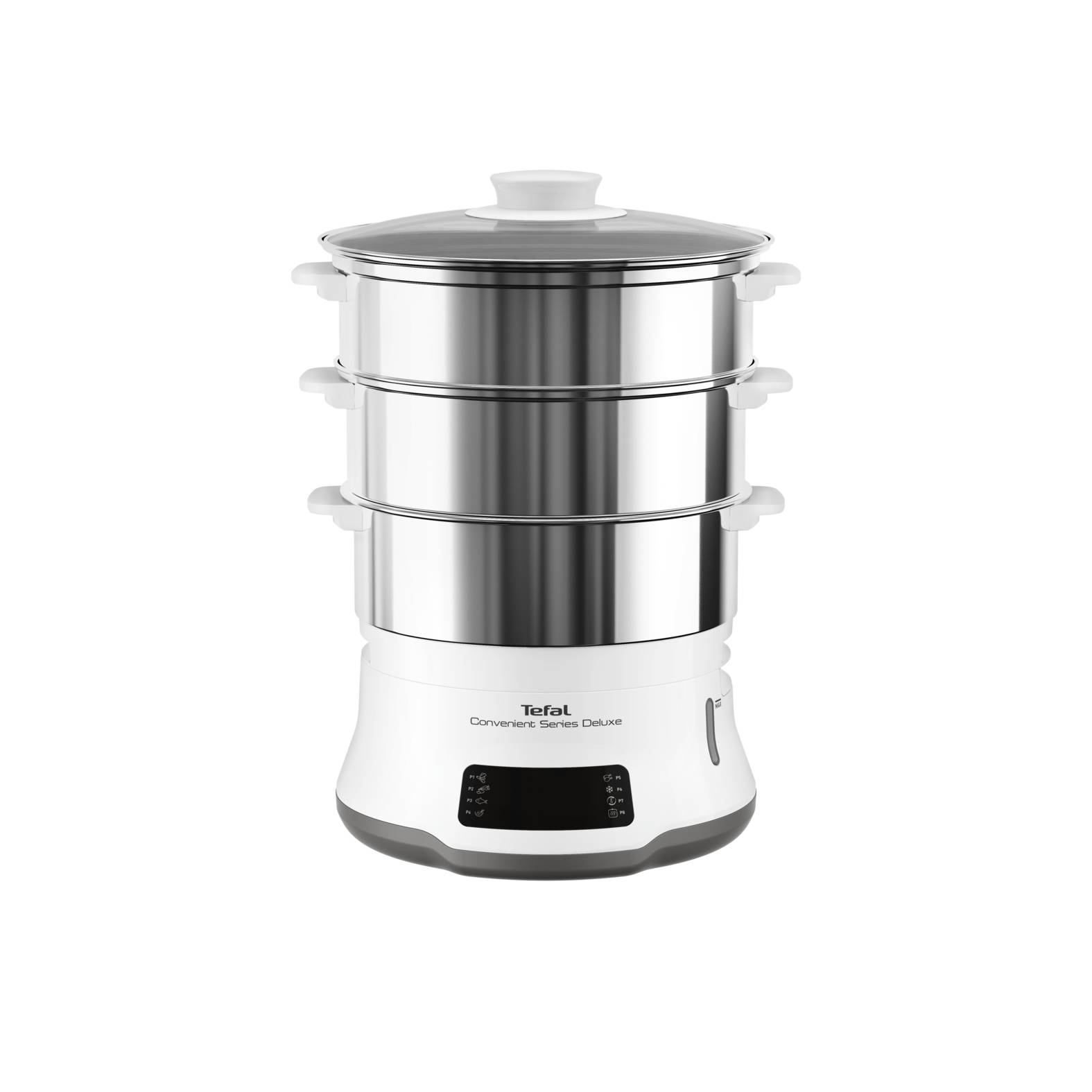TEFAL Convenient Series Deluxe Dampfgarer VC502D, 3 Korb/Körbe, Edelstahl, Weiß, Arbeitsplatte,