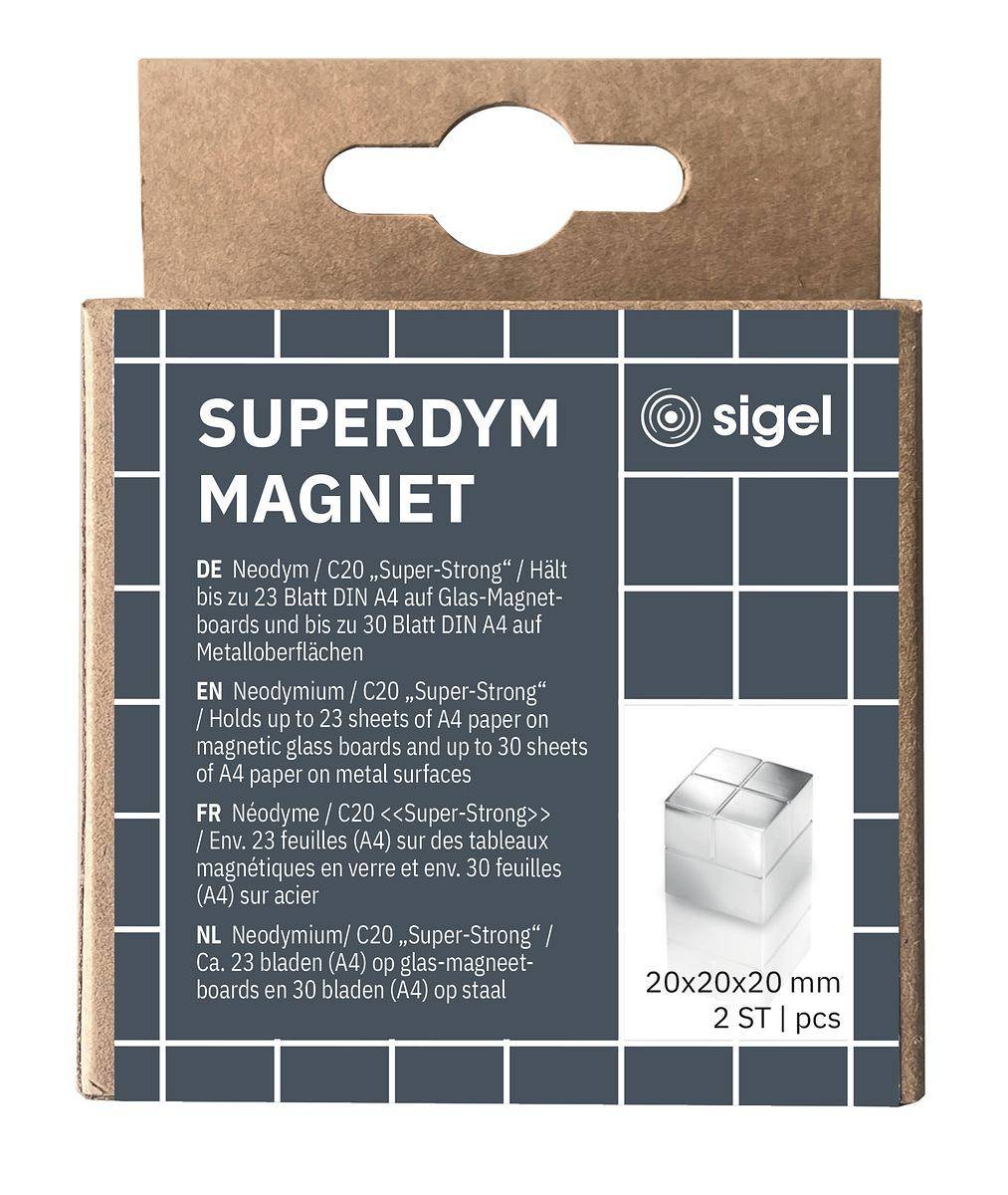 Sigel BA706, Cube, Neodym, Silber, Glanz, 20 mm, 20 mm-0