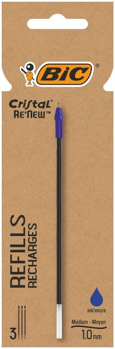 BIC Cristal Re'New, Blau, Medium, Blau, Metall, 1 mm, 3000 m-0