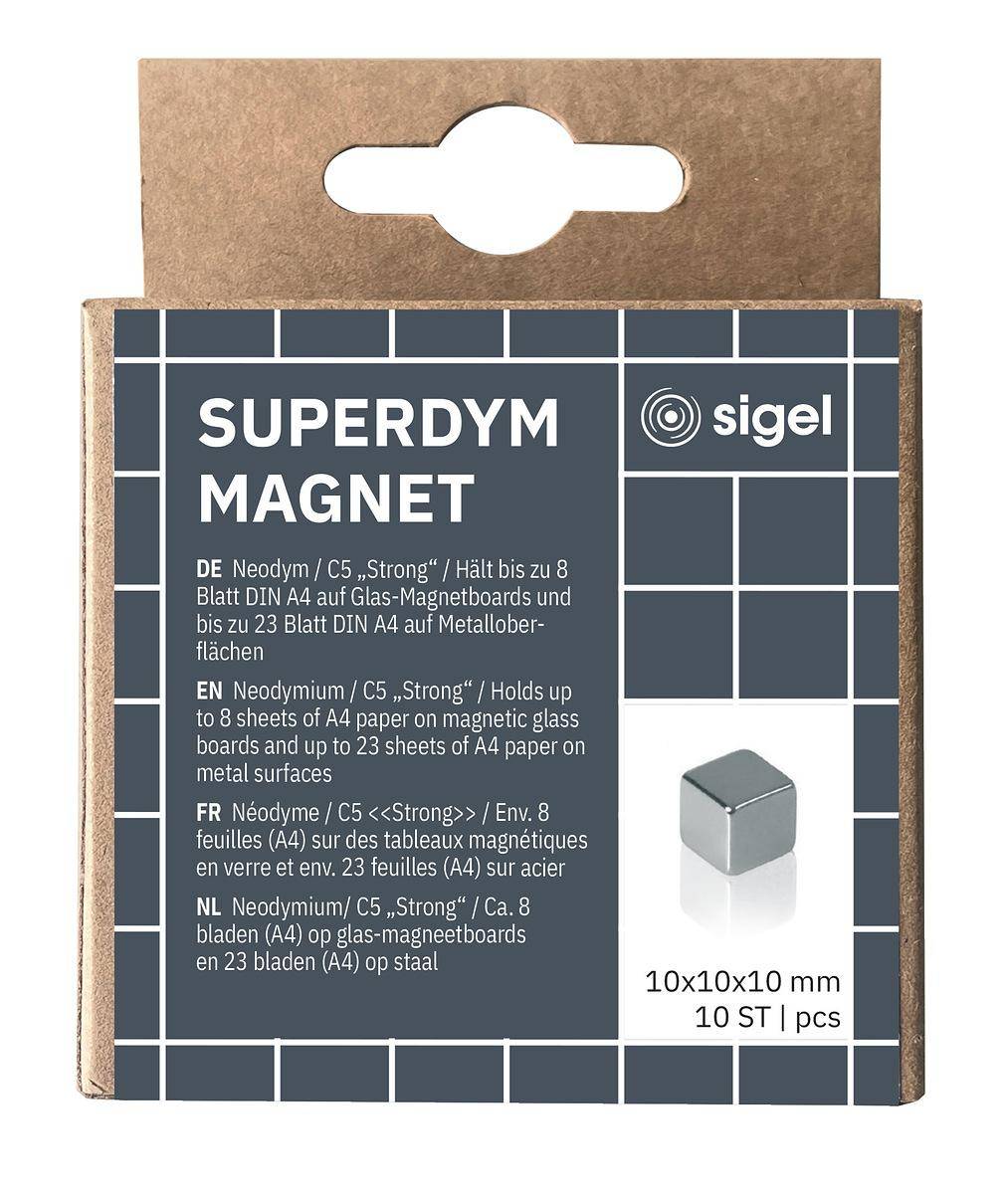 Sigel BA193, Cube, Neodym, Silber, Matte, 10 mm, 10 mm-0