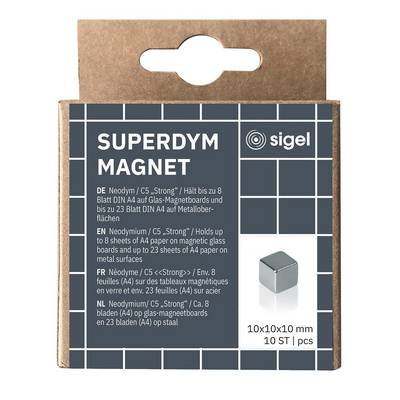 Sigel BA193, Cube, Neodym, Silber, Matte, 10 mm, 10 mm-0