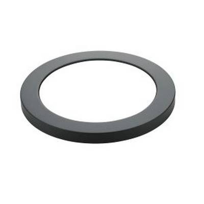 Runder, flacher Dichtungsring aus schwarzem Material, möglicherweise als Dichtung oder Unterlegscheibe verwendet.
