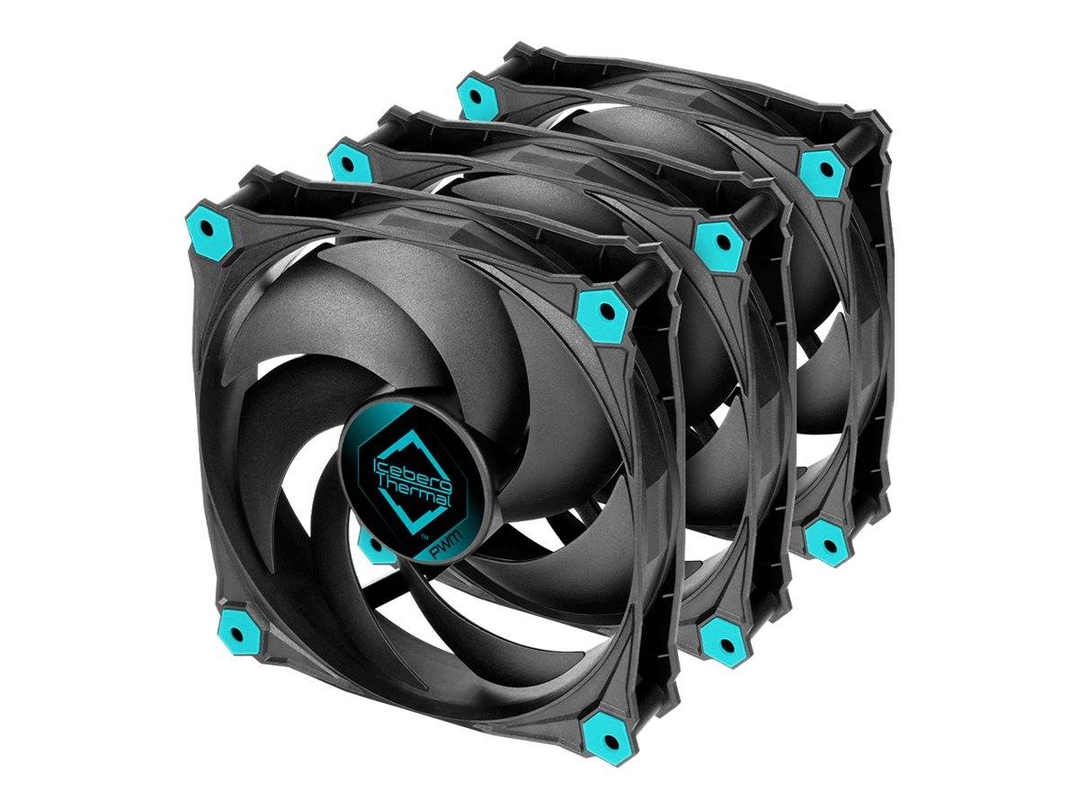 Iceberg Thermal IceGale - Gehäuselüfter - 120 mm - Schwarz (Packung mit 3)-0