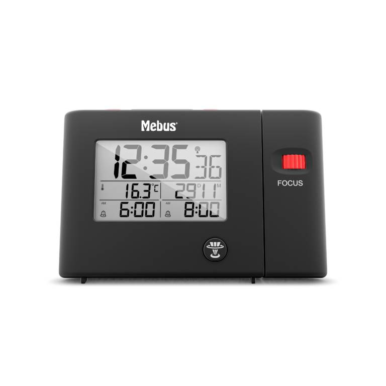 Mebus 25795, Digitaler Wecker, Rechteck, Schwarz, 12/24 h, F, °C, Zeit-0