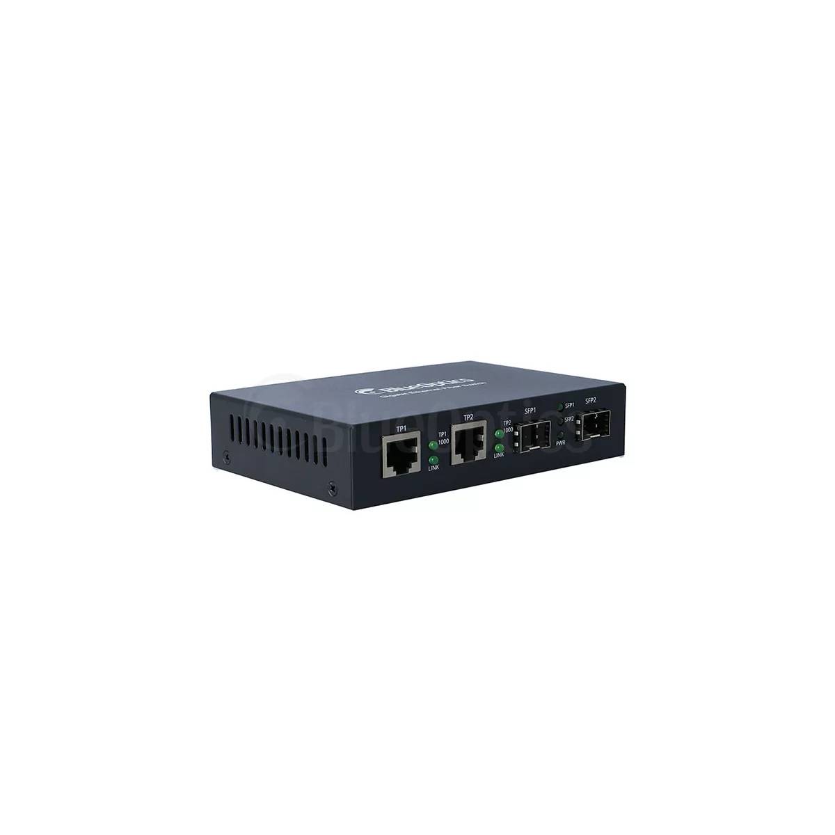 BLUEOPTICS - Gigabit Ethernet Medienkonverter 2x SFP, 2x 10/100/1000M RJ45