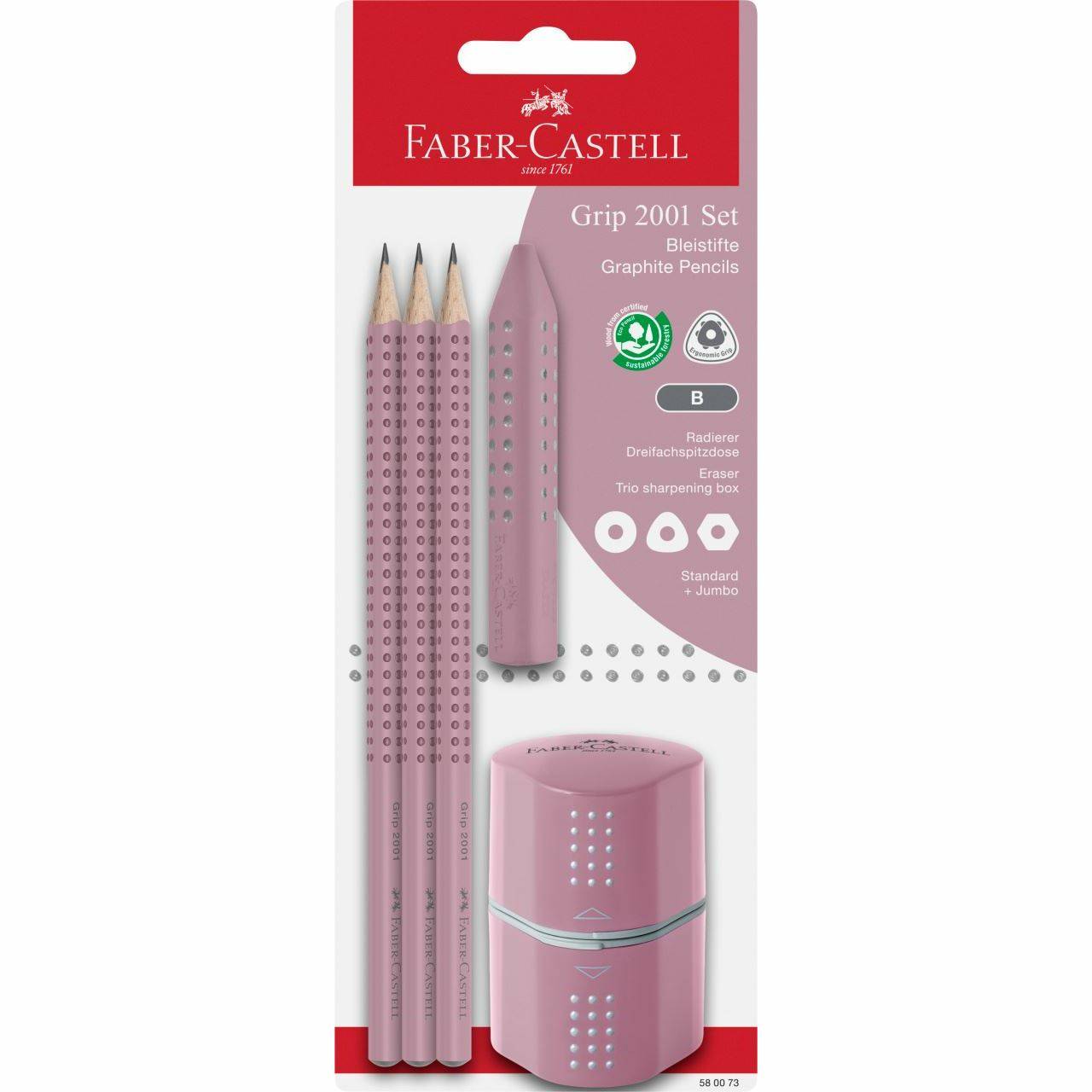 FABER-CASTELL 580073, B, Mehrfarbig, Rose, Dreieckig, Kunst, Grafische Zeichnung, Hobby, Büro,-0