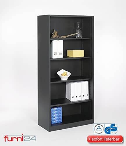 Aktenregal Stahlregalschrank Schrank Büroschrank offen Platz für ca. 55 Ordner schwarz RAL 9005-1