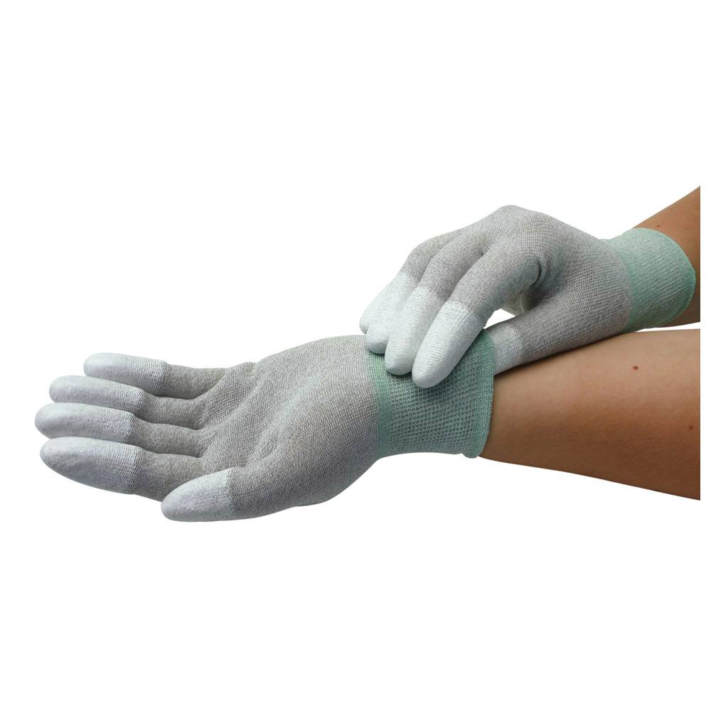 WETEC ESD-Handschuhe, PU-beschichtete Fingerkuppen, L, Carbonfaden-2