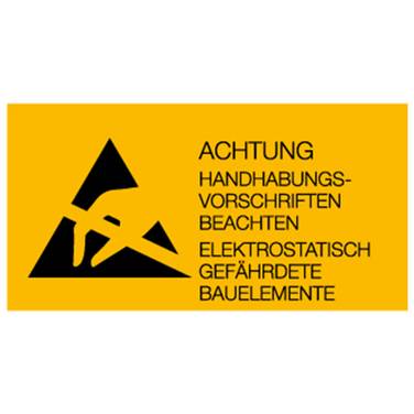Warmbier Warnschild, ESD, deutsch