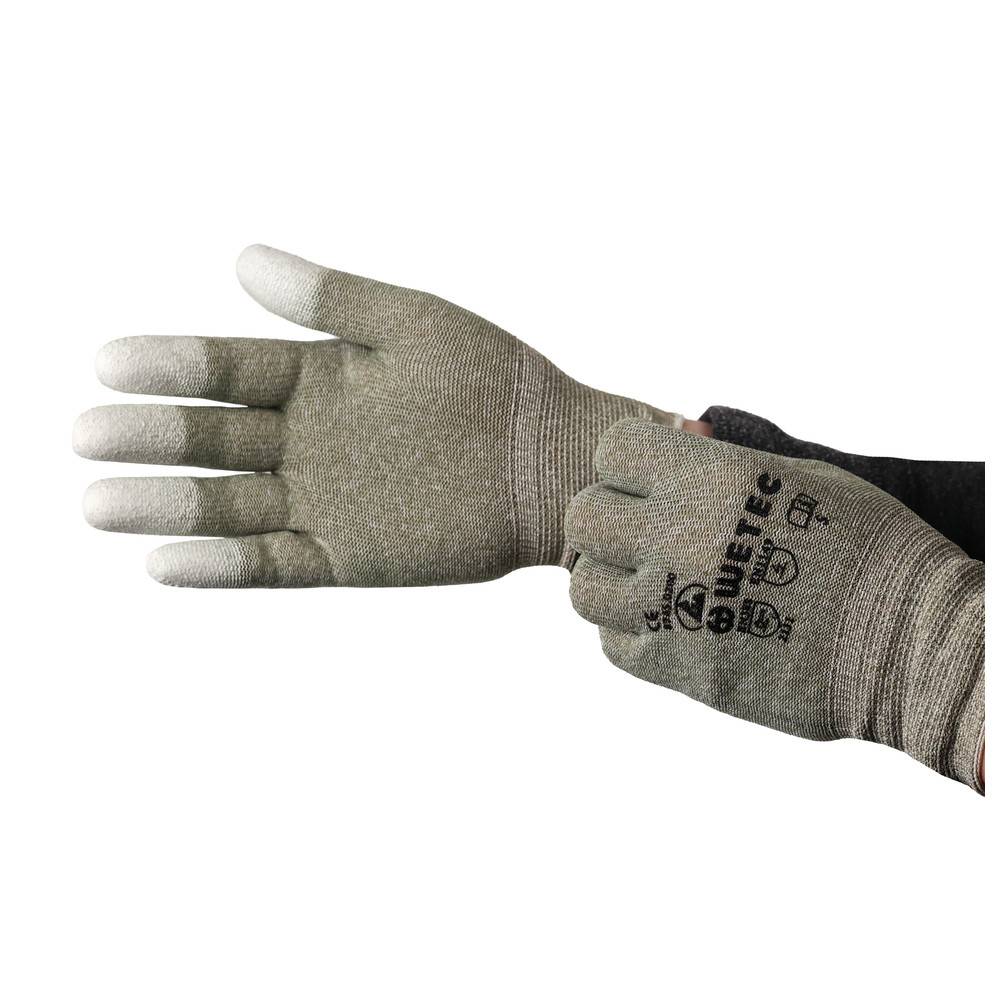 WETEC Handschuhe, PU-beschichtete Fingerkuppen, ESD, S, Kupferfaden-0
