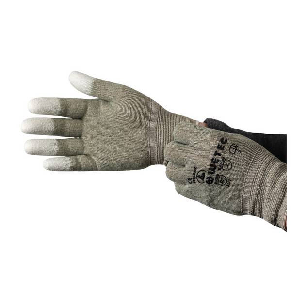 WETEC Handschuhe, PU-beschichtete Fingerkuppen, ESD, S, Kupferfaden