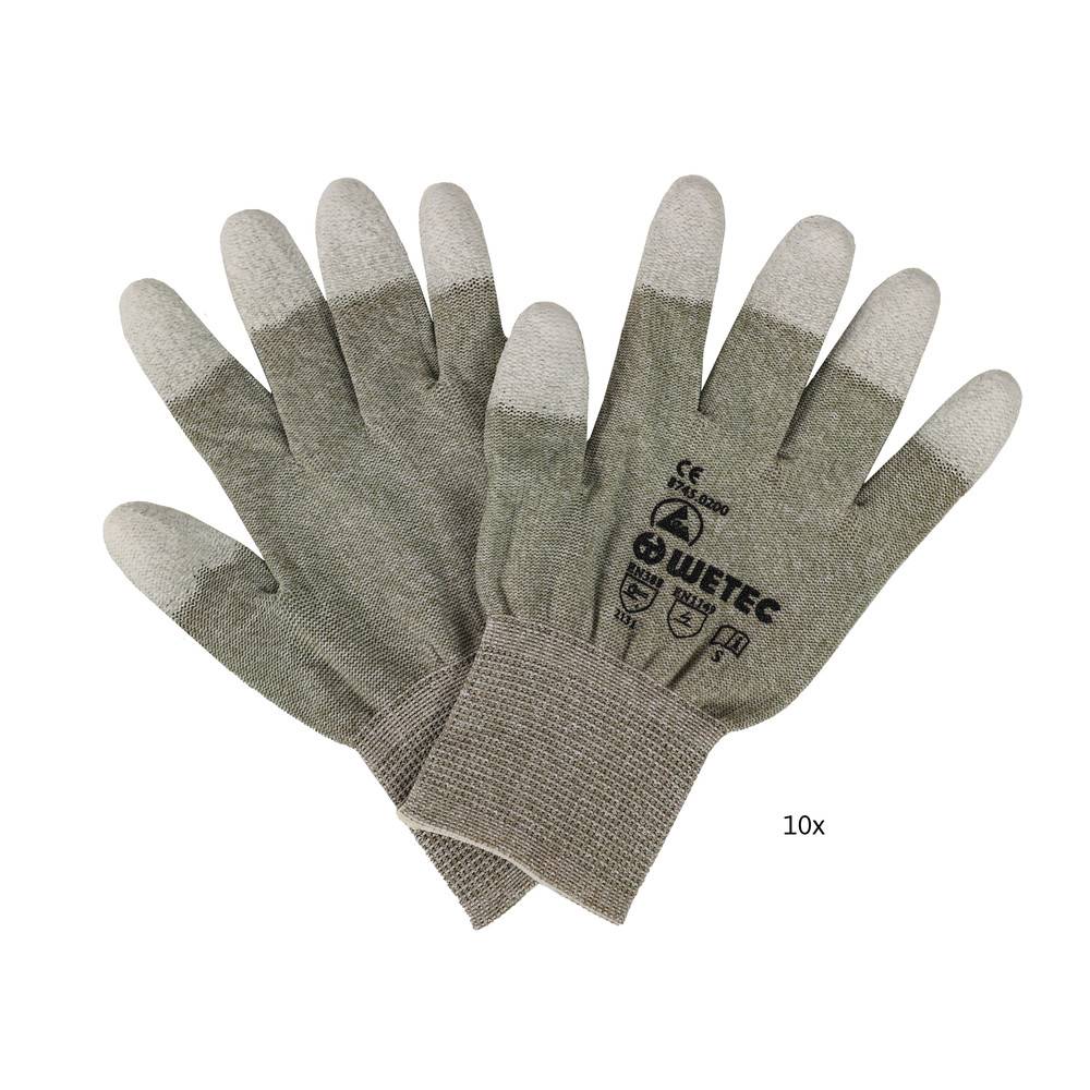 WETEC Handschuhe, PU-beschichtete Fingerkuppen, ESD, S, Kupferfaden-1