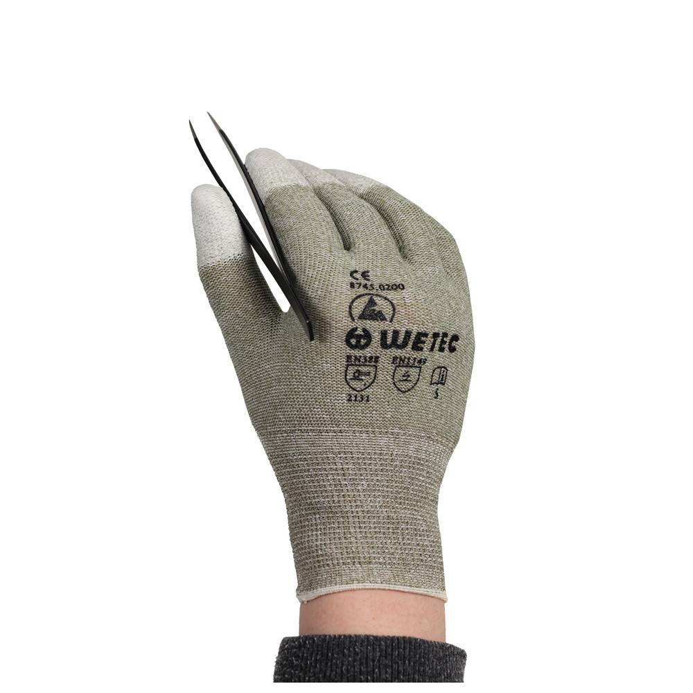 WETEC Handschuhe, PU-beschichtete Fingerkuppen, ESD, S, Kupferfaden-3