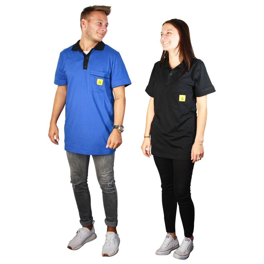 WETEC ESD-Polo-Shirt light, mit schwarzem Kragen, Größe M, blau-0