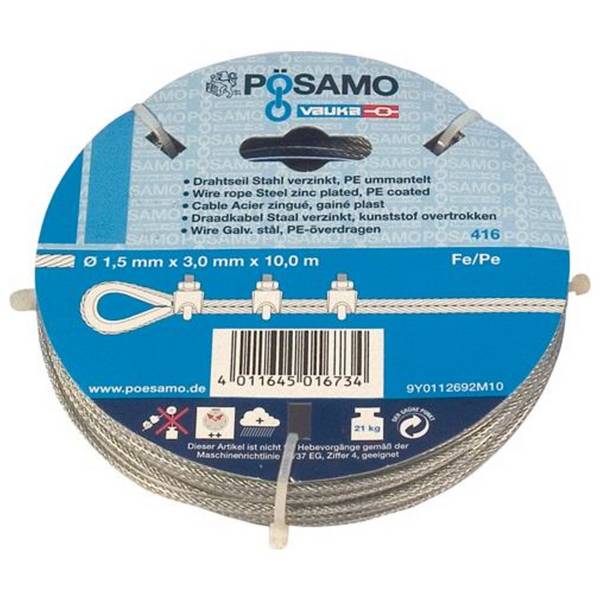 Pösamo Drahtseil rostfrei 2 mm SB-10 m