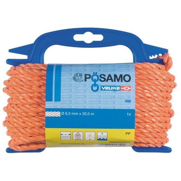 Pösamo Seil gedreht PPD-6 mm a 20m orange auf Haspel