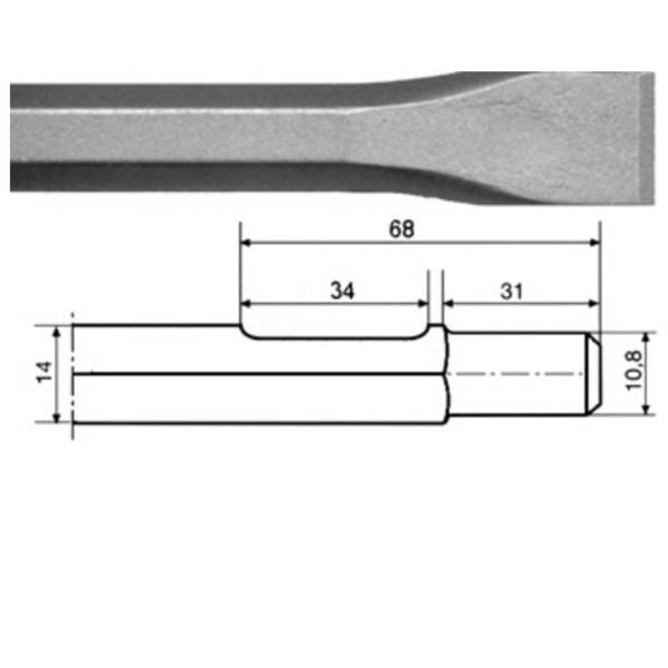 Rennsteig Flachmeißel, für Bosch UBH 4/26-2DS, Sechskantschaft, 300 x 25 mm