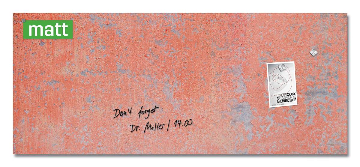SIGEL Glas-Magnettafel Artverum - Design Red Wall - 130 x 55 cm - koralle - Sicherheitsglas - TÜV-geprüft-0