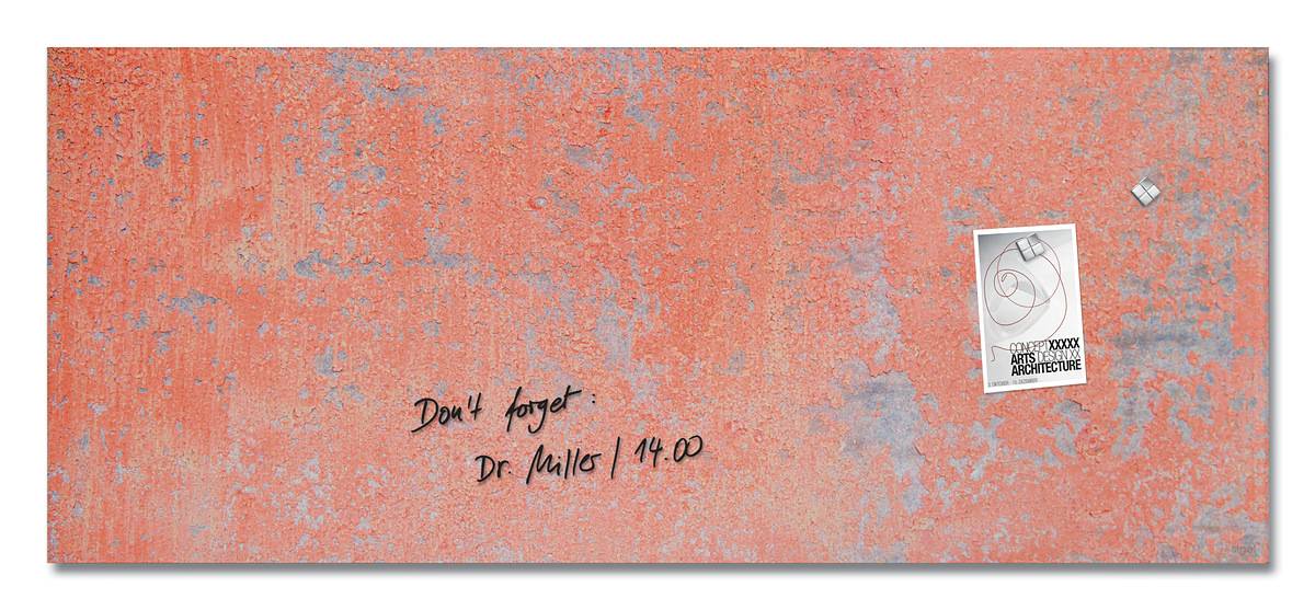 SIGEL Glas-Magnettafel Artverum - Design Red Wall - 130 x 55 cm - koralle - Sicherheitsglas - TÜV-geprüft-1