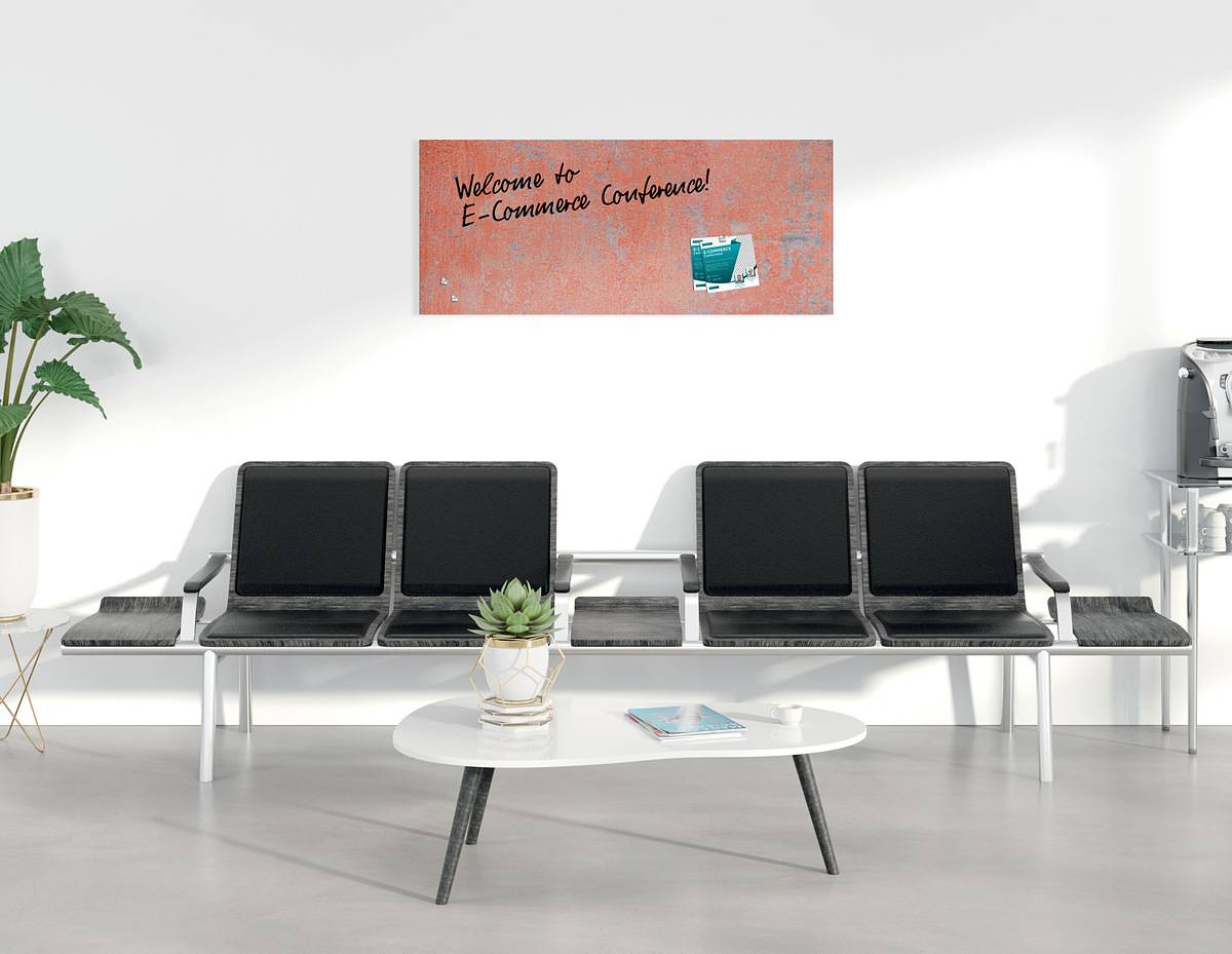 SIGEL Glas-Magnettafel Artverum - Design Red Wall - 130 x 55 cm - koralle - Sicherheitsglas - TÜV-geprüft-3