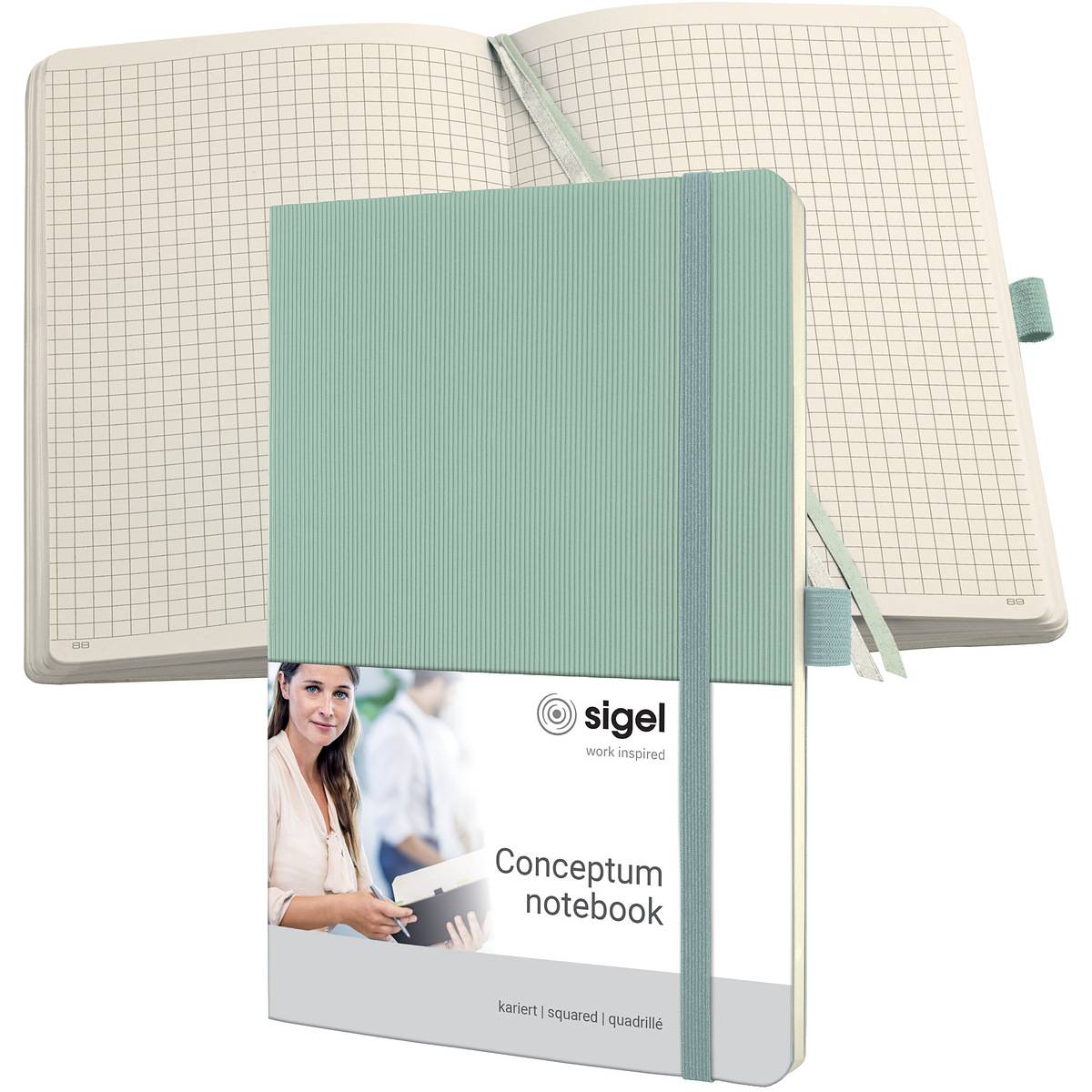 SIGEL Notizbuch Conceptum - kariert - ca. A5 - grün - Softcover - 194 S. - PEFC-zertifiziert-0