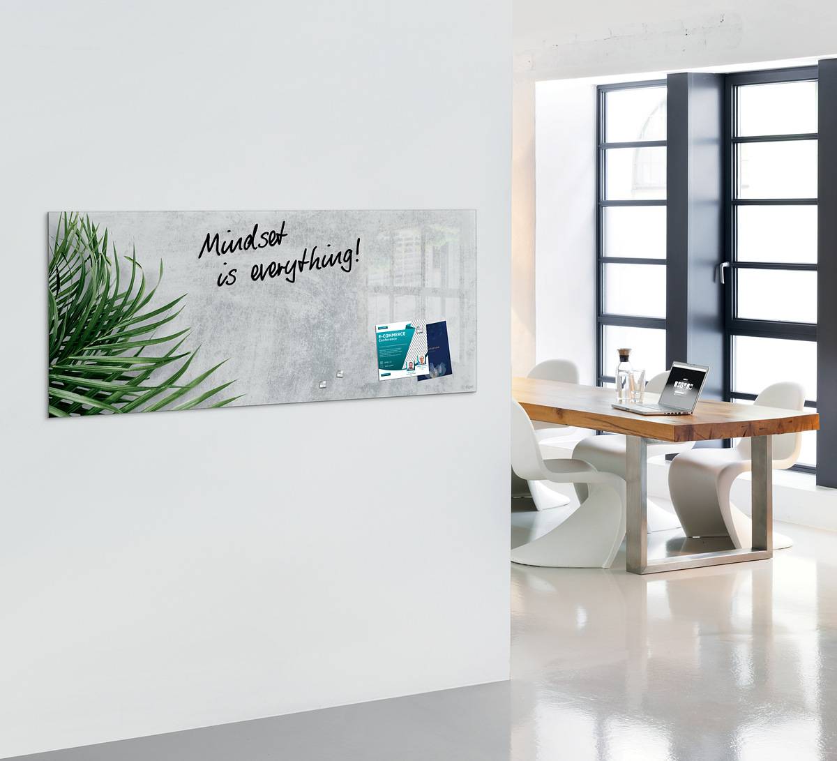 SIGEL Glas-Magnettafel Artverum - Design Botanic - 130 x 55 cm - grau, grün - Sicherheitsglas - TÜV-geprüft-2