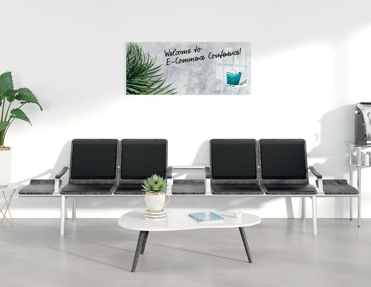 SIGEL Glas-Magnettafel Artverum - Design Botanic - 130 x 55 cm - grau, grün - Sicherheitsglas - TÜV-geprüft-3