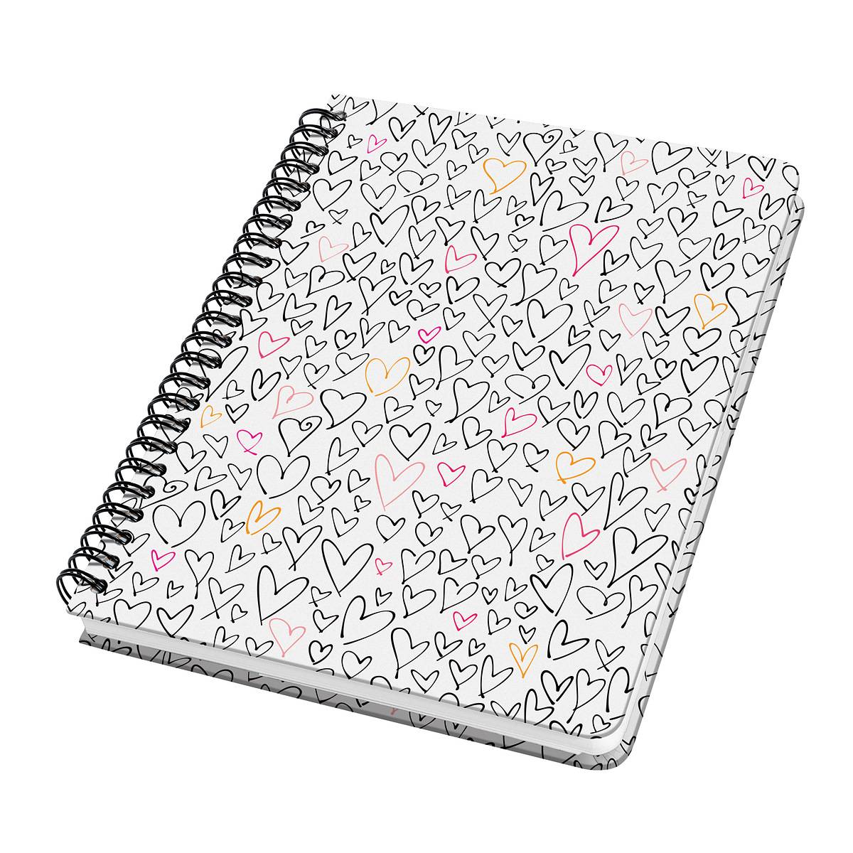 SIGEL Spiral-Notizbuch Jolie - Wild Hearts - punktkariert (Dot-Lineatur) - 100 g/m² - ca. A5 - schwarz, pink, orange-1