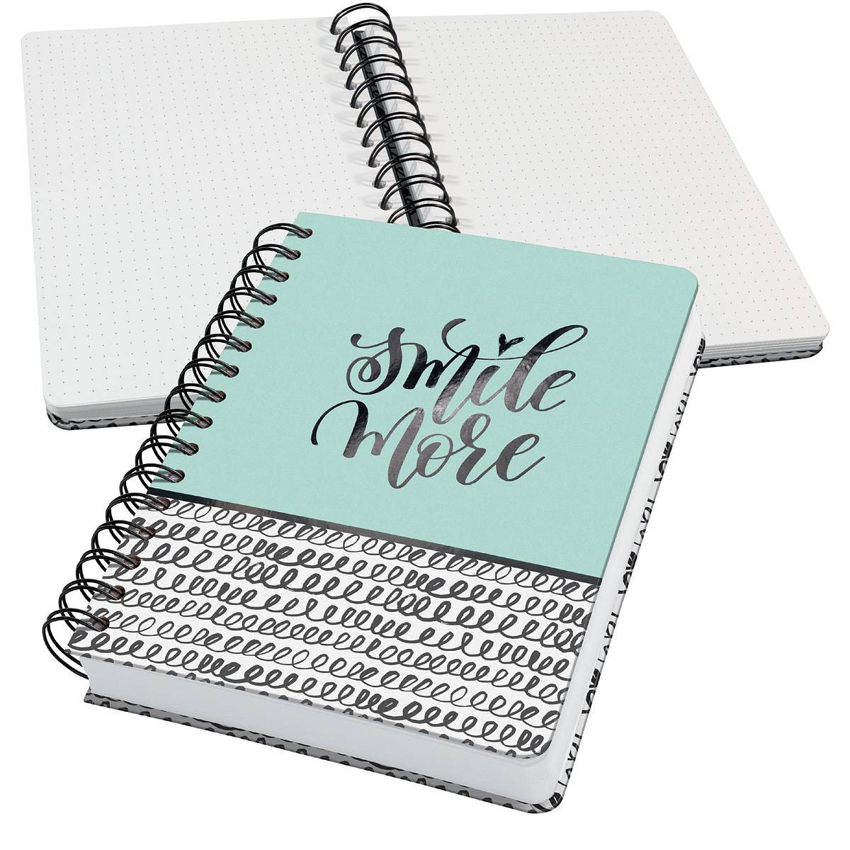 SIGEL Spiral-Notizbuch Jolie - Curly Mint - punktkariert (Dot-Lineatur) - 120 g/m² - ca. A5 - mintgrün, schwarz, weiß-0