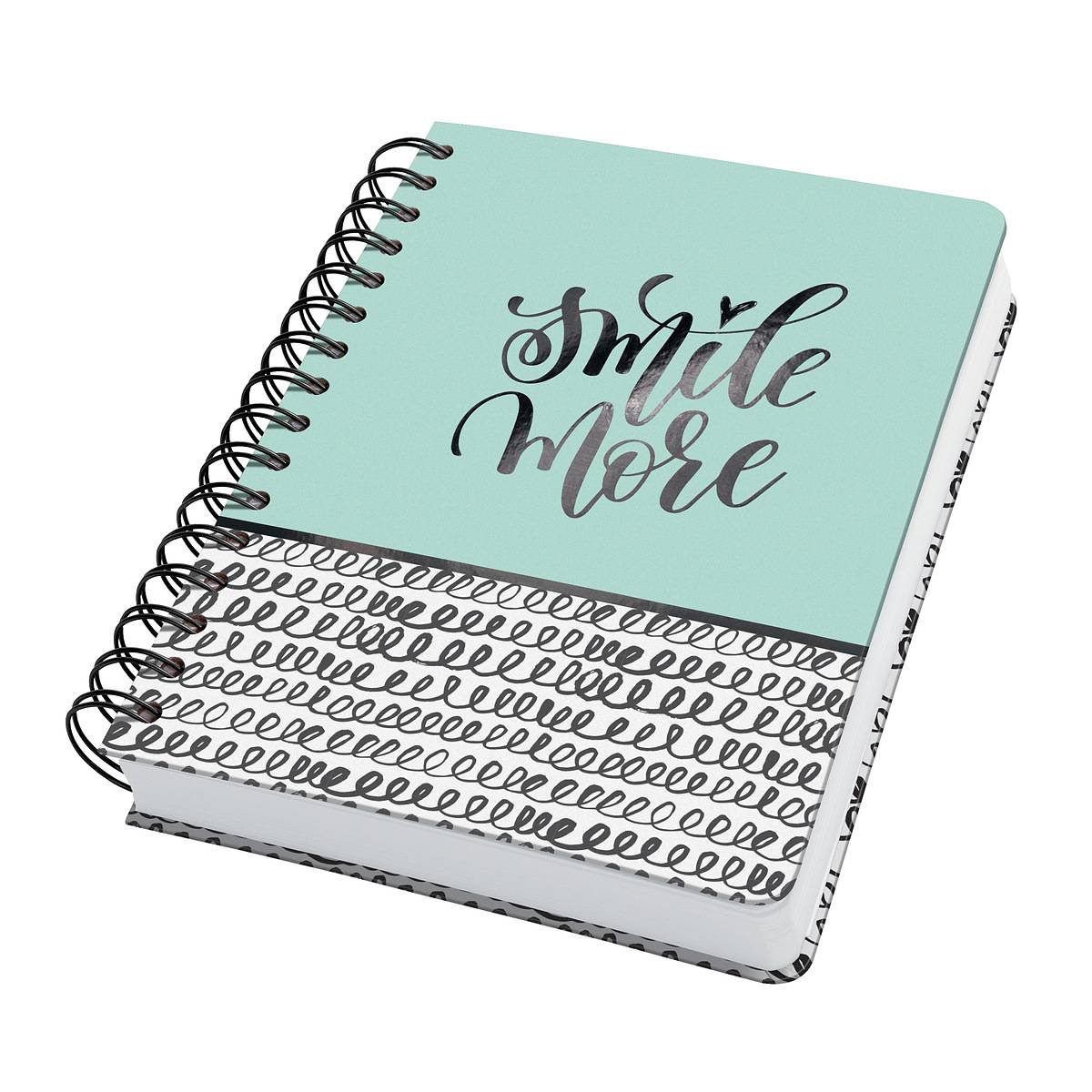 SIGEL Spiral-Notizbuch Jolie - Curly Mint - punktkariert (Dot-Lineatur) - 120 g/m² - ca. A5 - mintgrün, schwarz, weiß-1