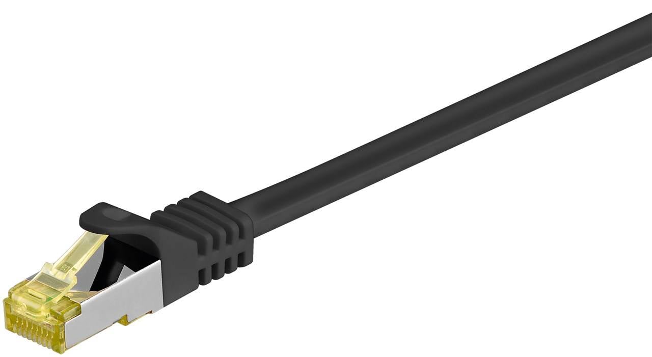 Goobay 91590 RJ45 Patchkabel CAT 6A S/FTP (PiMF) mit CAT 7 Rohkabel Netzwerkkabel 500 MHz Internetkabel LAN Schwarz 1m-0
