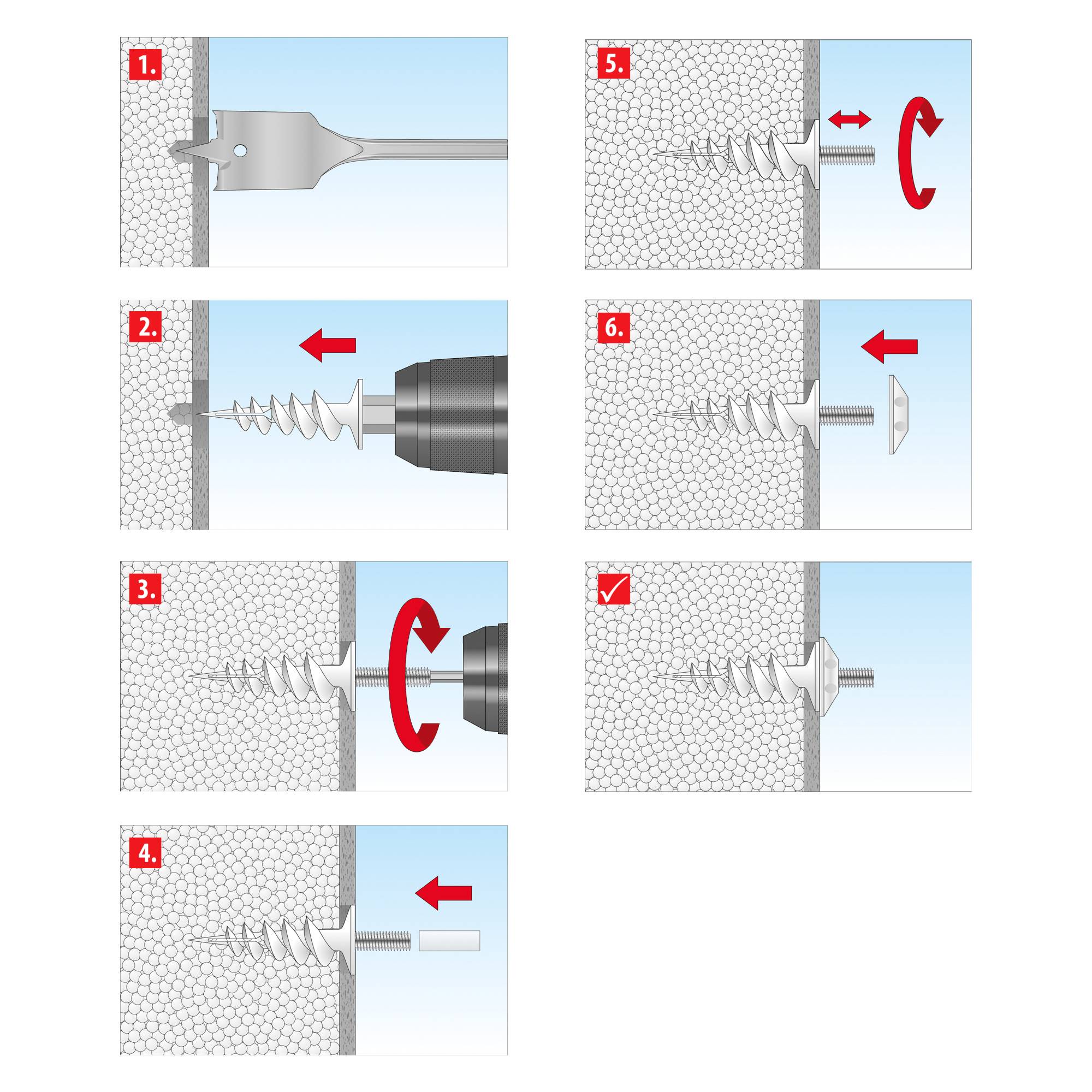 TOX Fallrohrbefestigung Thermo Vario Set mit Dübel, Stockschraube und Abdeckkappe - 4 Stück-3