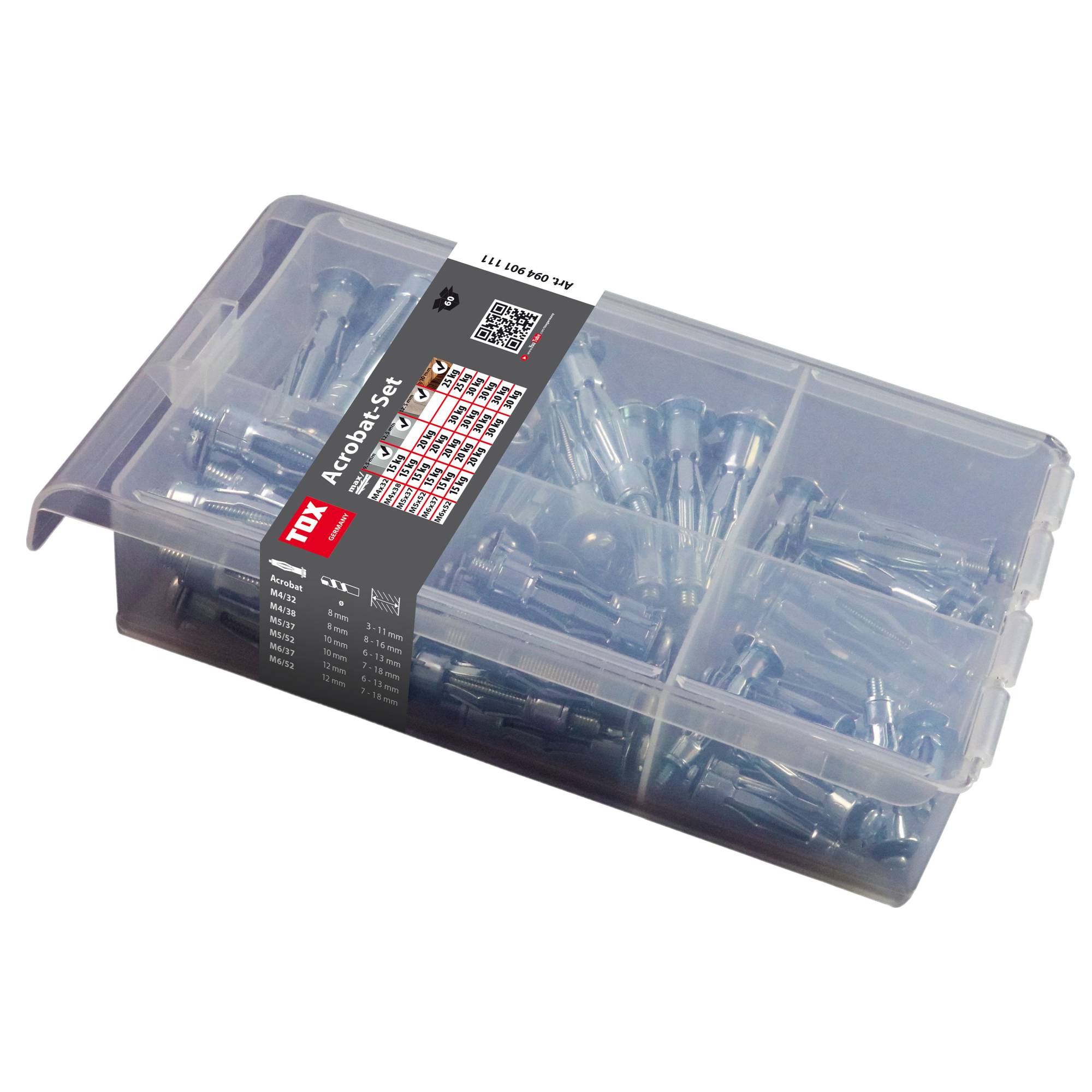TOX Metall-Hohlraumdübel-Sortiment Acrobat 4-6 mm für Gipskartonplatten - 60-teilig-0